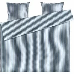 Juna Bæk & Bølge Lines Vuodevaatteet 220x220 Cm, Tummansininen / Valkoinen