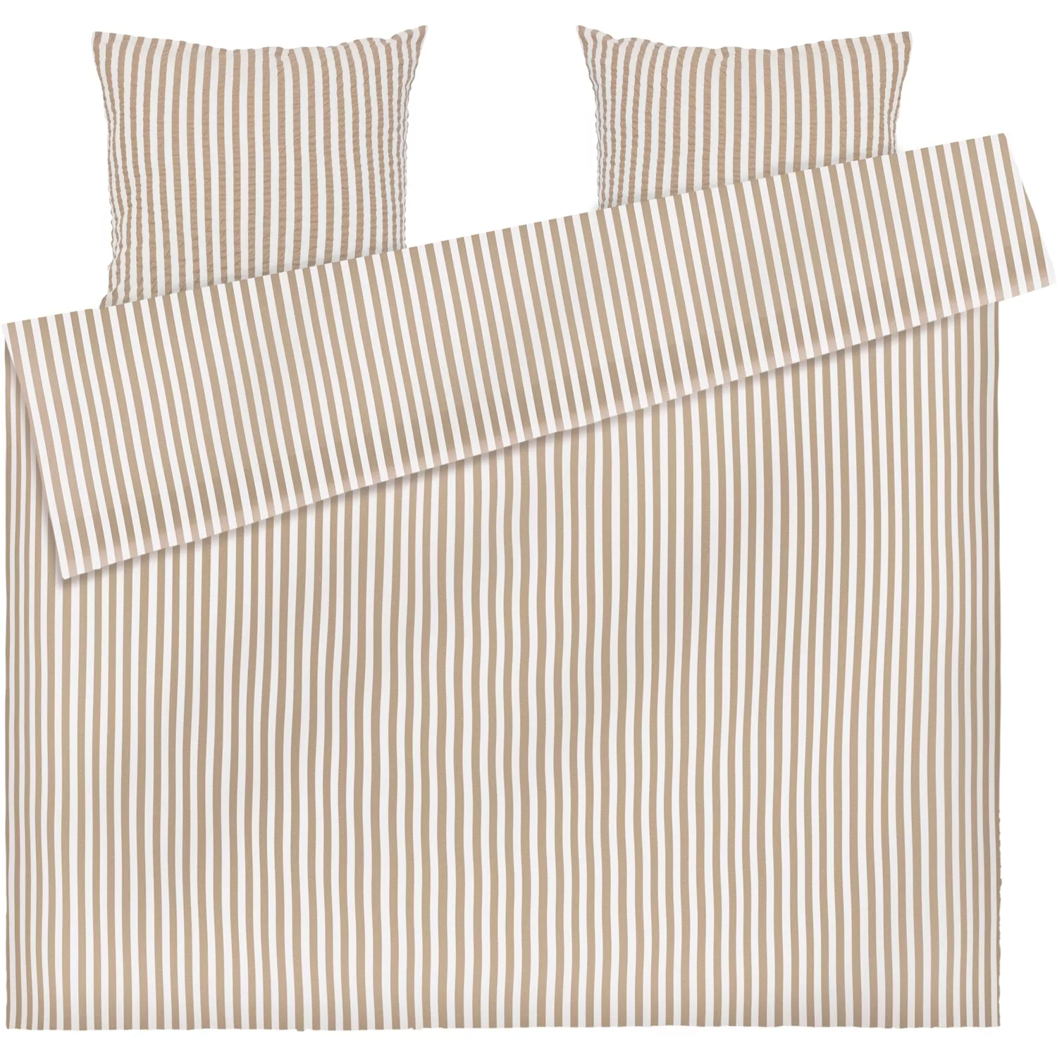 Juna Bæk & Bølge Lines Vuodevaatteet 220x220 Cm, Sand / Valkoinen