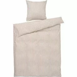 Juna Bæk & Bølge Lines Vuodevaatteet 140x200 Cm, Sand / Valkoinen