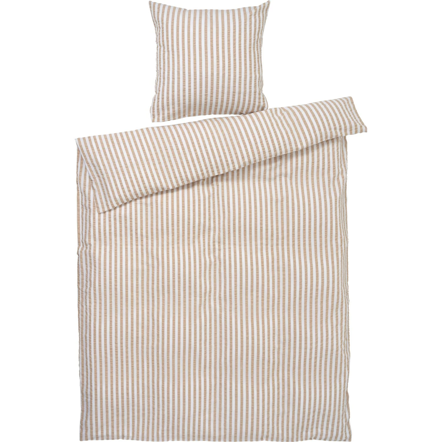 Juna Bæk & Bølge Lines Vuodevaatteet 140x200 Cm, Sand / Valkoinen