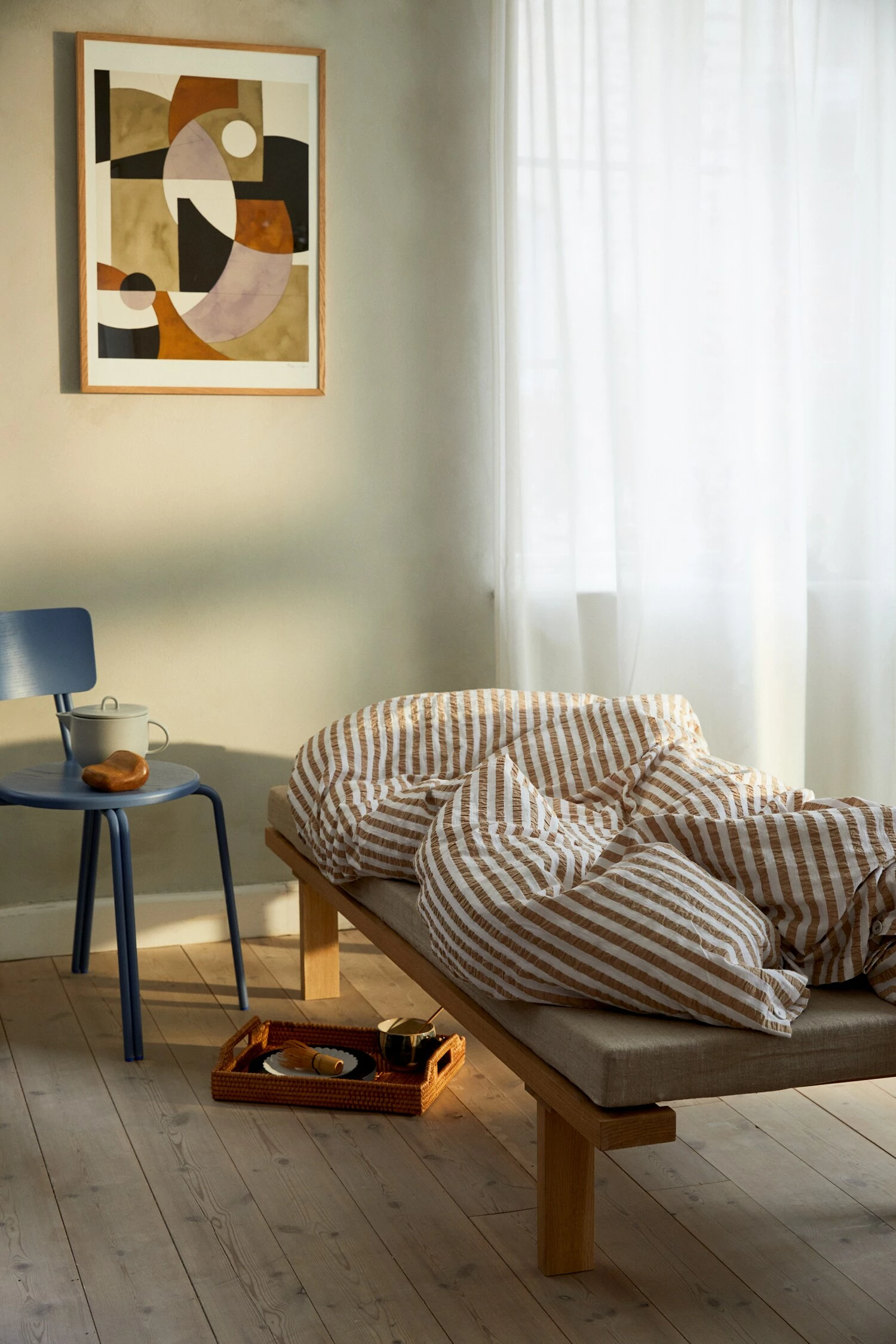 Juna Bæk & Bølge Lines Vuodevaatteet 140x200 Cm, Sand / Valkoinen - Image 2