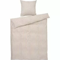 Juna Bæk & Bølge Lines Vuodevaatteet 150x210 Cm, Sand / Valkoinen