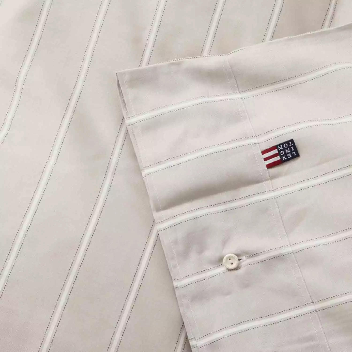 Lexington Striped Lyocell/Cotton Pussilakana Harmaa/Valkoinen, 150x210 Cm - Image 2