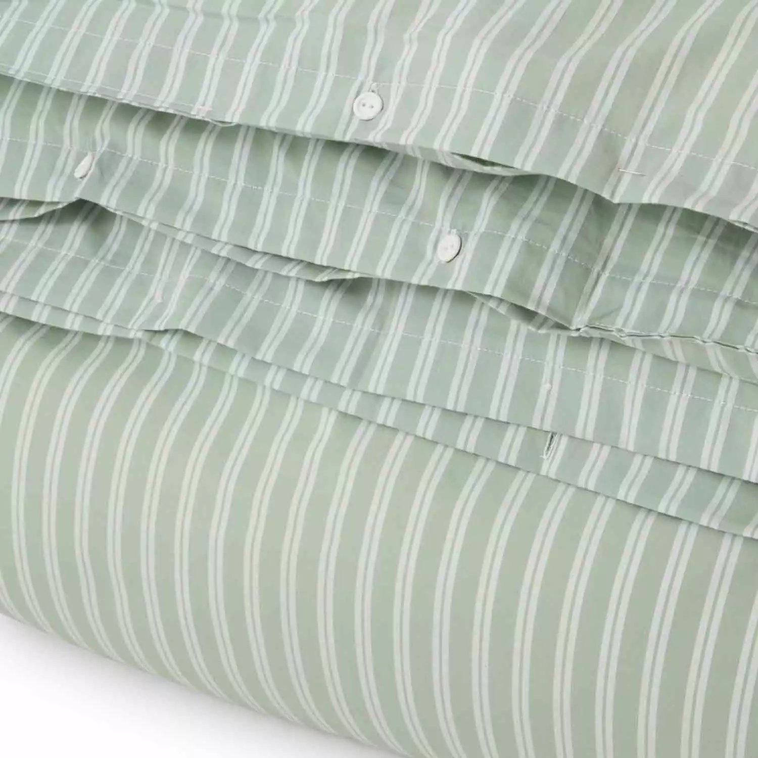 Lexington Striped Cotton Poplin Pussilakana Vihreä/Valkoinen, 220x220 Cm - Image 2