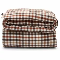 Lexington Checked Cotton Flannel Pussilakana Rust Brown / Valkoinen, 150x210 Cm