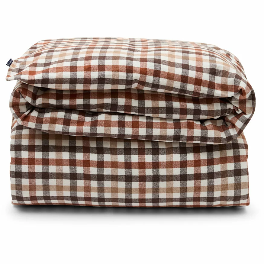 Lexington Checked Cotton Flannel Pussilakana Rust Brown / Valkoinen, 220x220 Cm