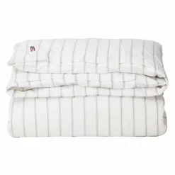 Lexington Striped Lyocell/Cotton Pussilakana Valkoinen/Sininen, 220x220 Cm