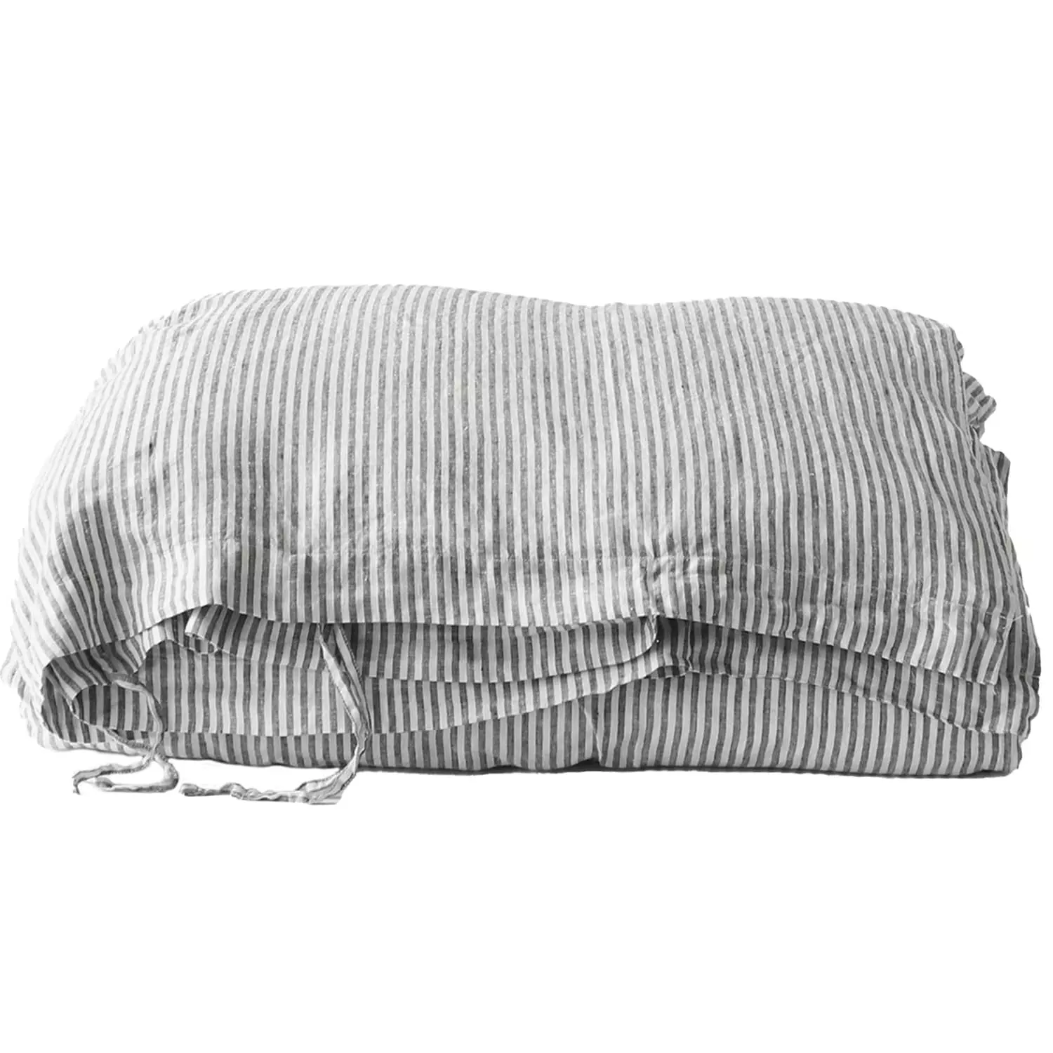 Tell Me More Raidallinen Pussilakana Pellava Harmaa/Valkoinen, 140x200 Cm