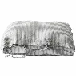 Tell Me More Raidallinen Pussilakana Pellava Harmaa/Valkoinen, 150x200 Cm